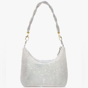 Women’s Evening Bag - Silver Rhinestone Purse - NWT